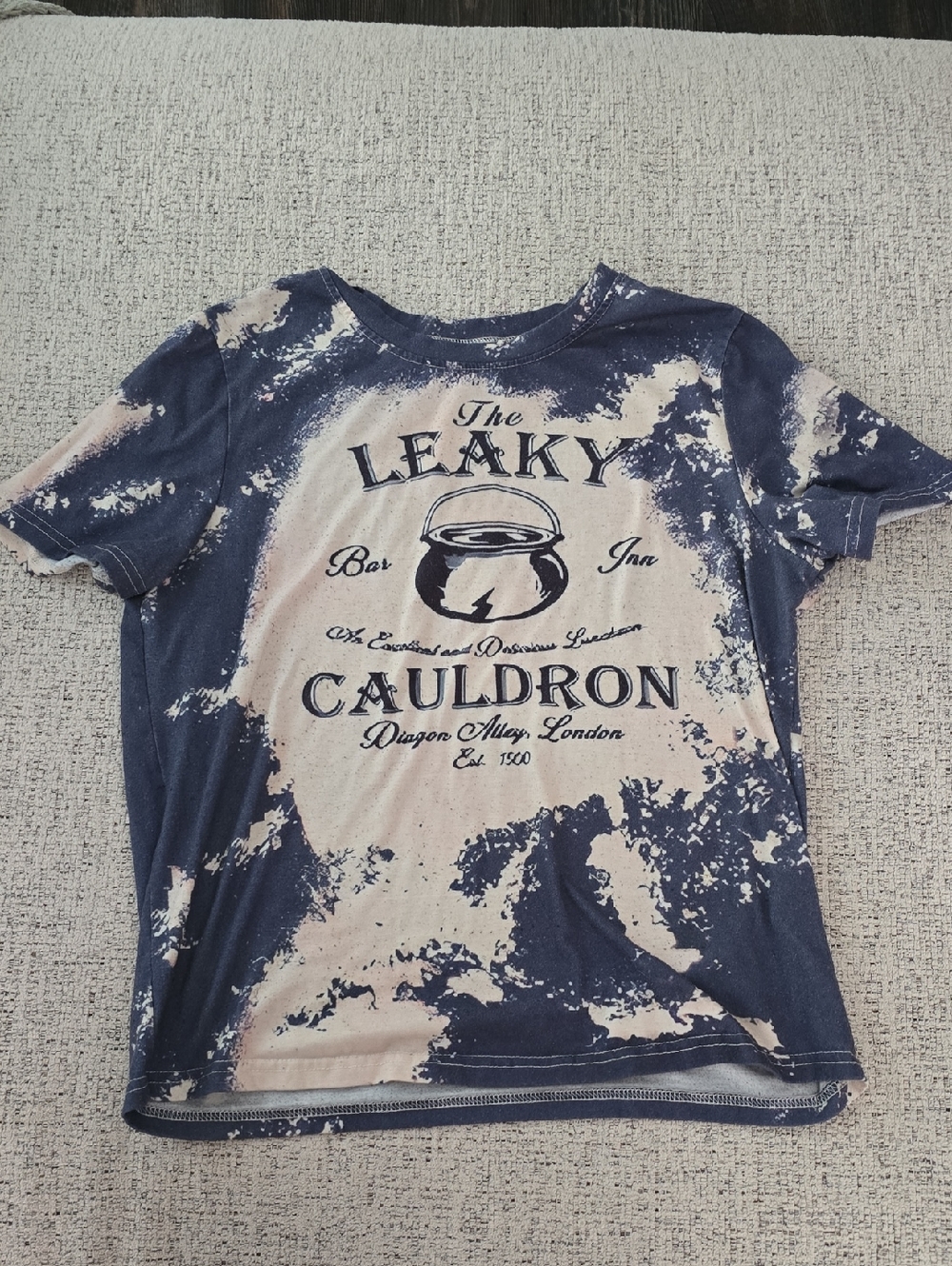 SHEIN Navy & Cream Tie-Dye 'The Leaky Cauldron' Graphic Tee
